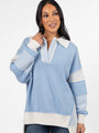 Think About It Sky Blue Collared Oversized Sweater