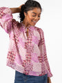 Fade Into You Purple Multi Button Detail Printed Blouse