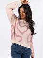 Love Again Mauve Multi Fuzzy Heart Sweater