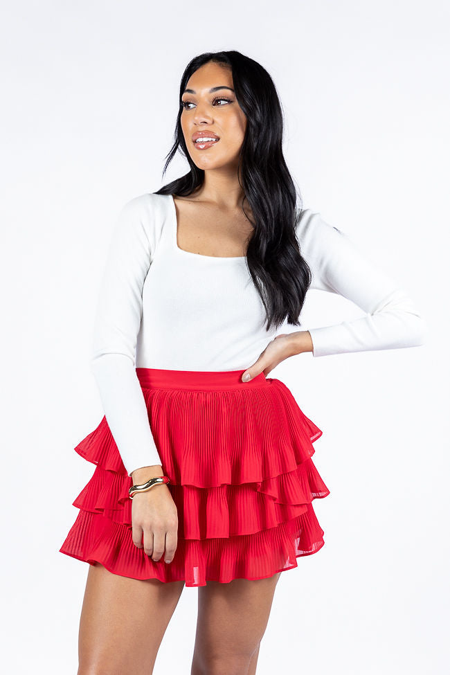 Rumors Run Red Tiered Ruffle Skort