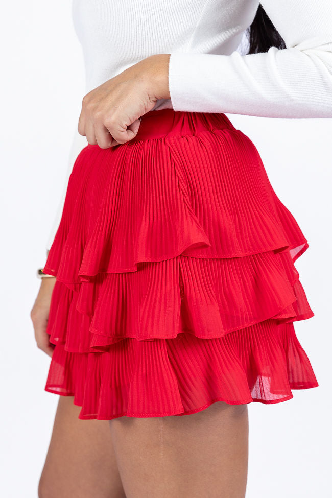 Rumors Run Red Tiered Ruffle Skort