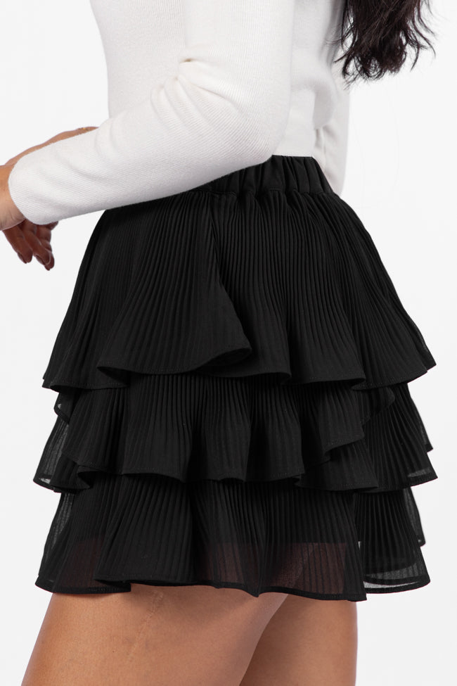 Rumors Run Black Tiered Ruffle Skort