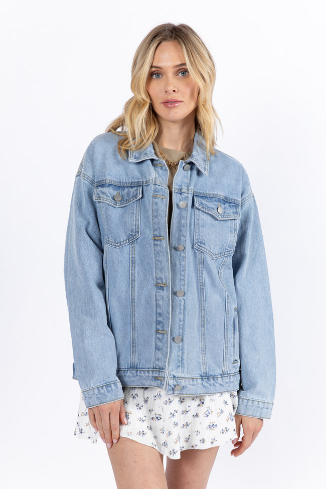 Let's Try It Light Wash Boyfriend Denim Jacket