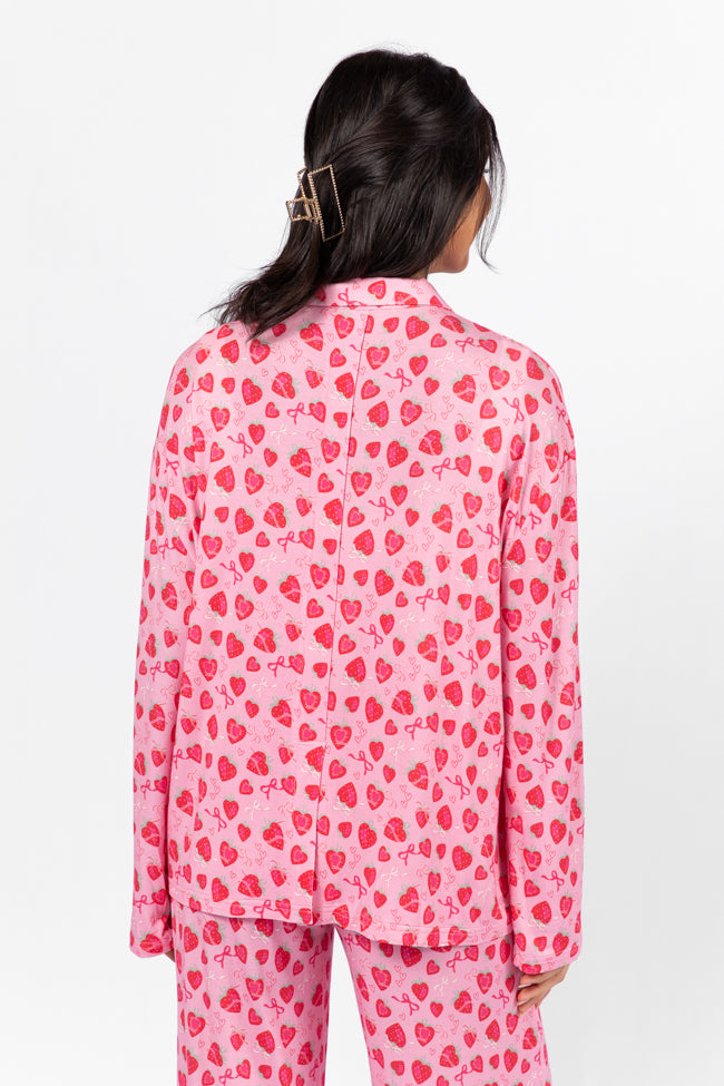 Sweet Dreams Strawberry Hearts Long Sleeve Pajama Top