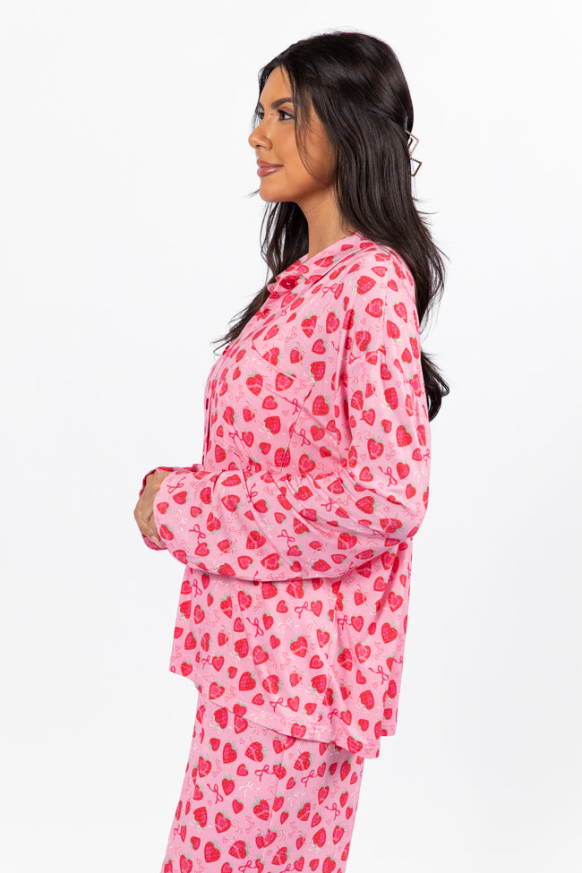 Sweet Dreams Strawberry Hearts Long Sleeve Pajama Top