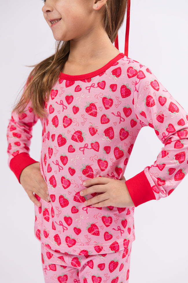 Kid's Sweet Dreams Strawberry Hearts Pajama Set