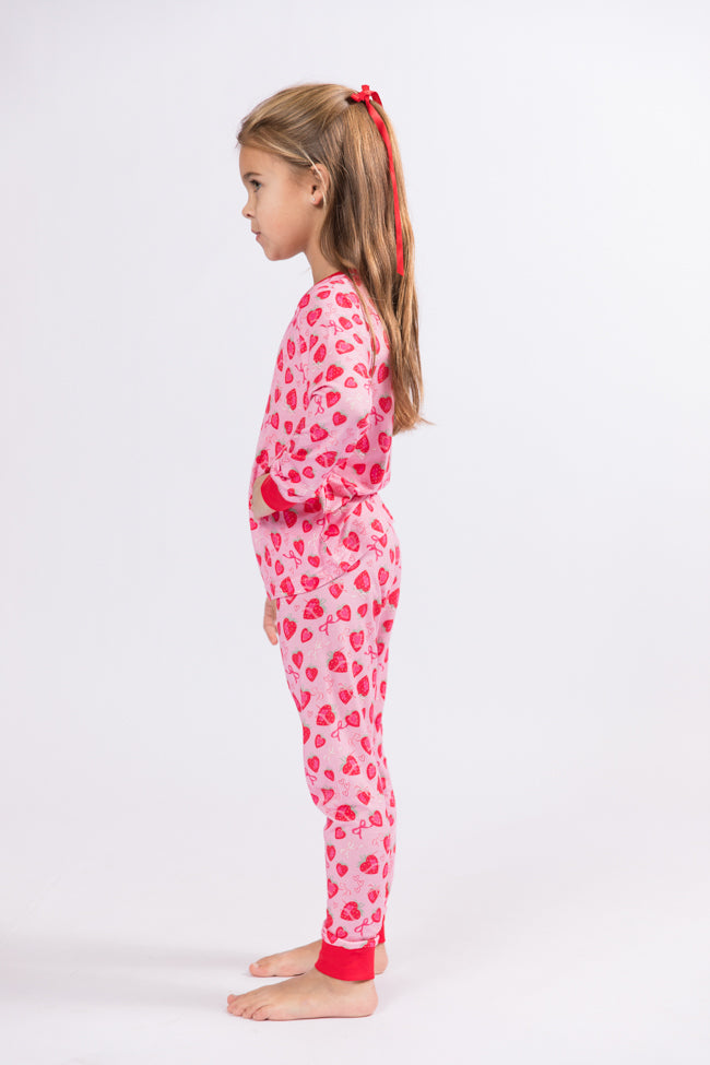 Kid's Sweet Dreams Strawberry Hearts Pajama Set