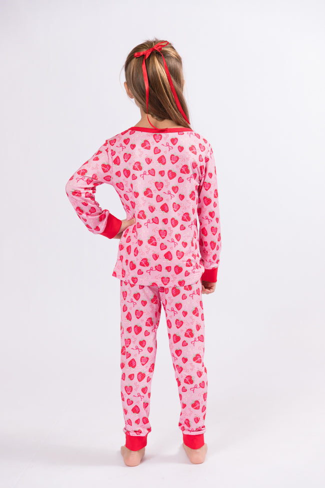 Kid's Sweet Dreams Strawberry Hearts Pajama Set