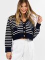 Back In Style Navy and Ivory Striped Cardigan