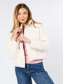 Full Bloom Cream Flower Quilted Zip Up Jacket