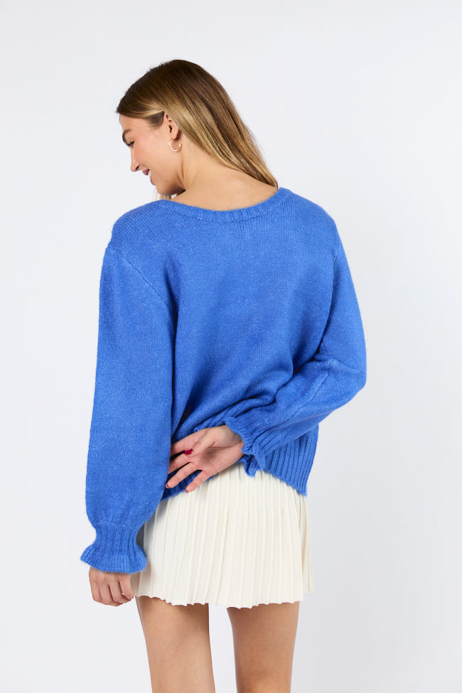 Versatile Feelings Blue Reversible Tie Detail Sweater Cardigan