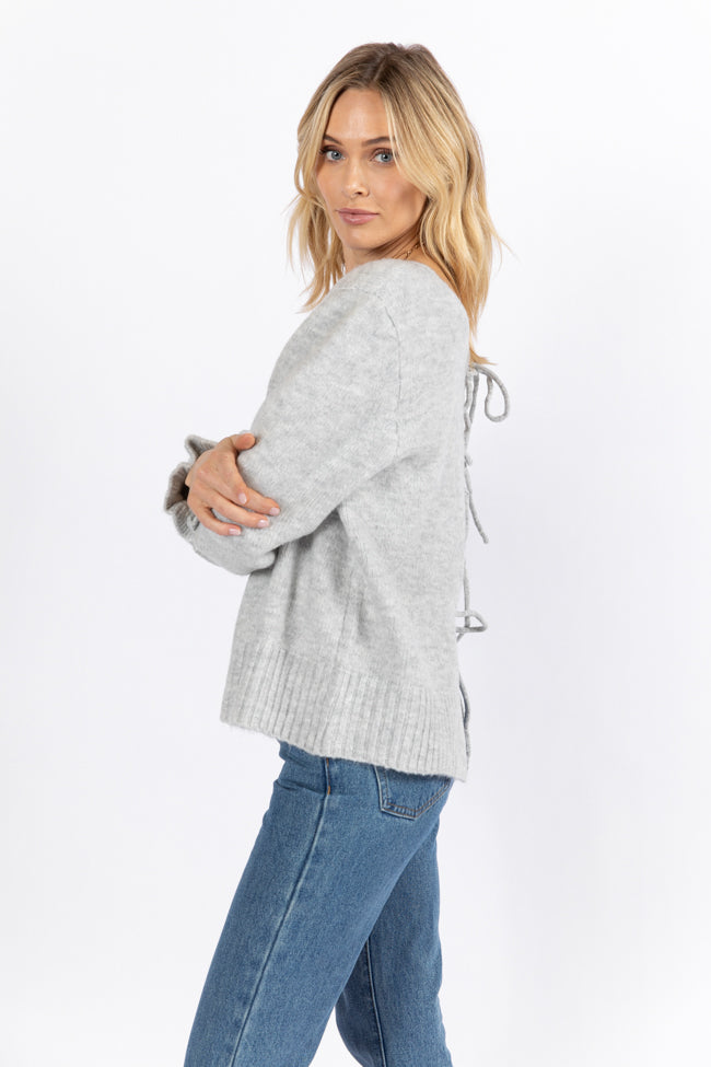 Versatile Feelings Grey Reversible Tie Detail Sweater Cardigan