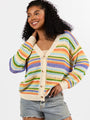 Drive Down Main Purple Multi Striped Open Knit Cardigan