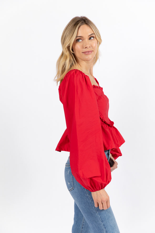 I Heart You Red Heart Shape Woven Blouse Kalee Rogers X Pink Lily