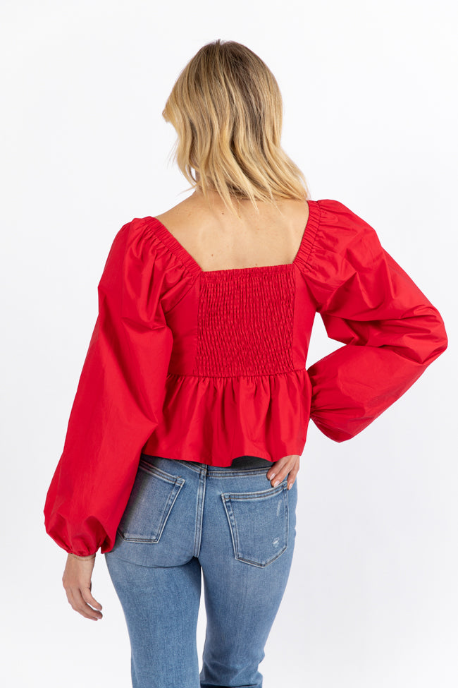 I Heart You Red Heart Shape Woven Blouse Kalee Rogers X Pink Lily