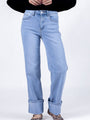 Camila Light Wash Wide Leg Cuffed Jeans