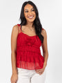 Promise To Another Red Rosette Tie Sleeve Tank