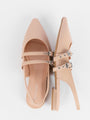 Margot Nude Pointed Toe Double Strap Flat