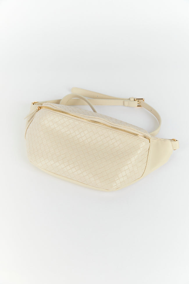 Woven Off White Belt Bag