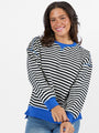 On A Dime Black and Blue Striped Sweatshirt