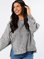 Around Town Charcoal Acid Wash Knit Pullover