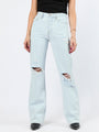 Karter Light Wash Wide Leg Distressed 90's Flare Jeans