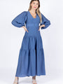 Enchanting Moments Blue Button Detail Maxi Dress