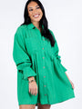 Write This Down Green Button Up Shirt Dress