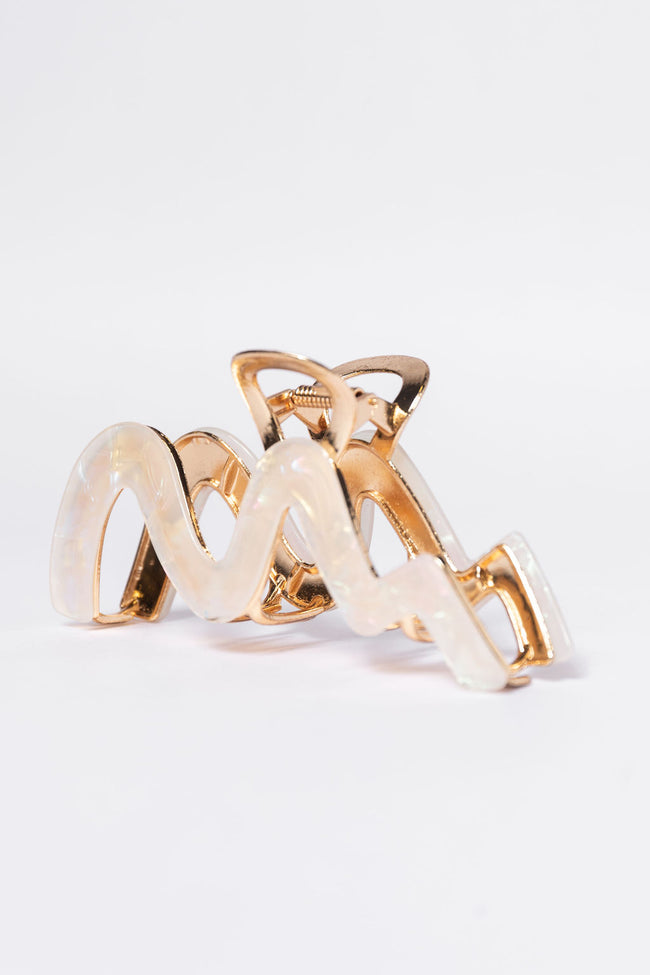White Squiggly Claw Clip SALE