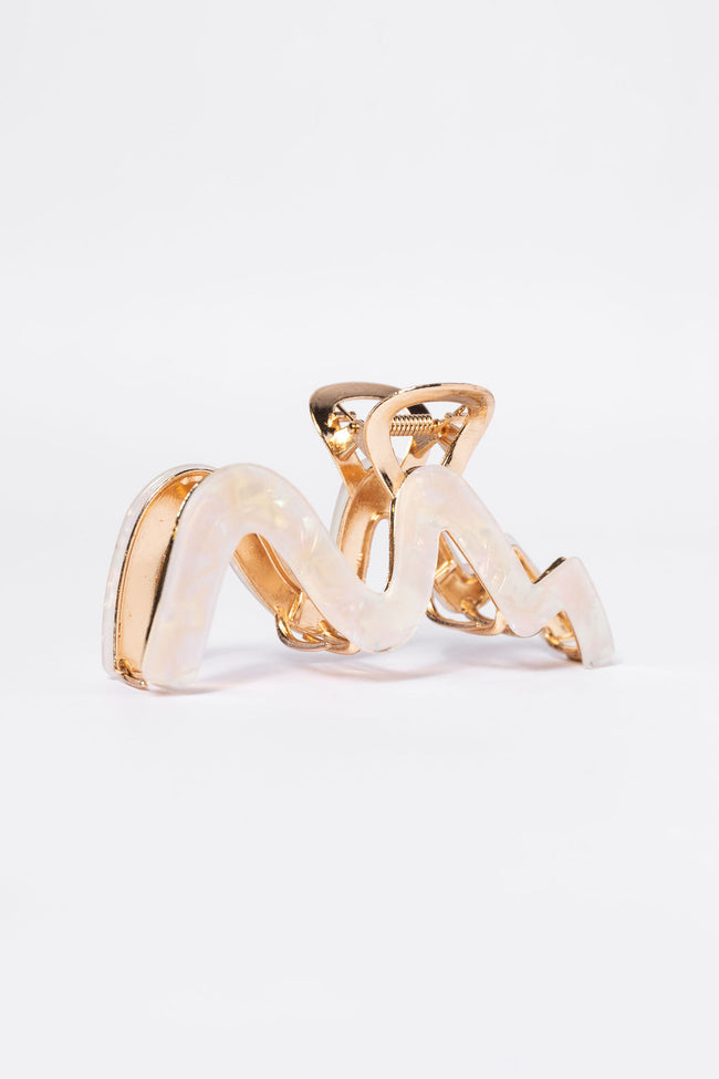 White Squiggly Claw Clip SALE