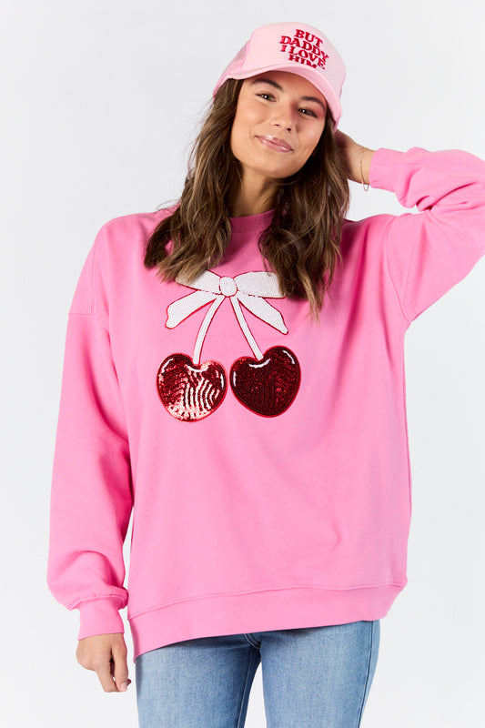 Cherry Patch Pink Oversized Sweatshirt SALE