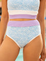 Do Not Disturb Blue Floral Colorblock Bikini Bottoms