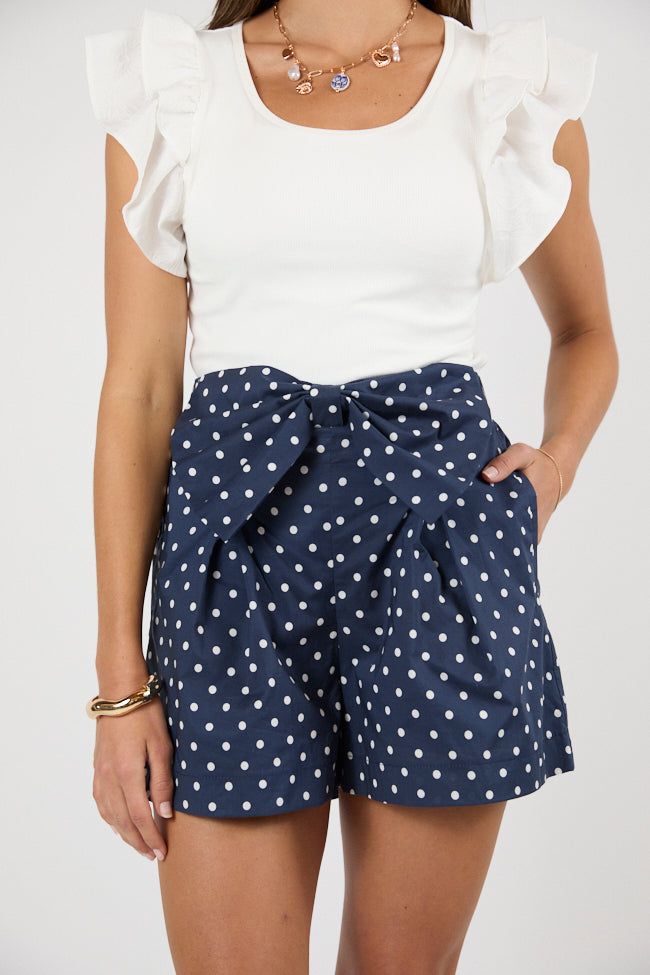 Enchanted Moments Navy Polka Dot Bow Shorts FINAL SALE