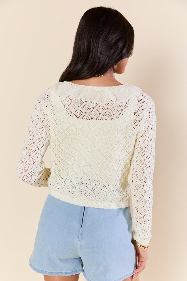 Plenty Of Love Cream Ruffle Trim Cardigan