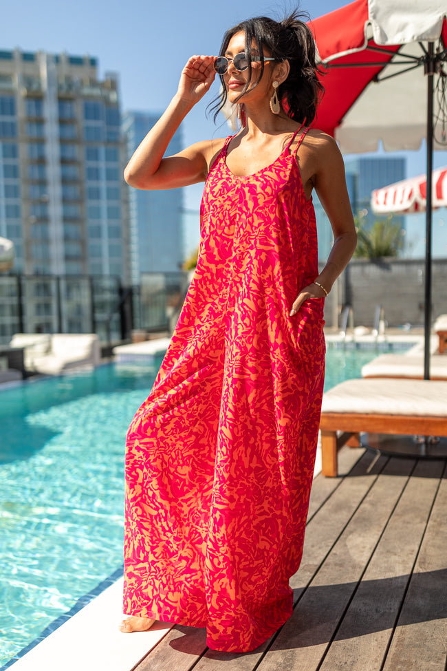 Barefoot Days Pink Wide Leg Jumpsuit Coverup