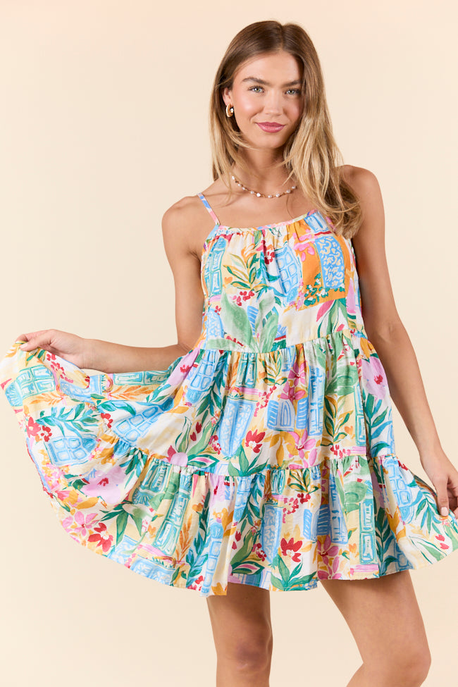 Sunset Tropics Tropical Print Mini Dress