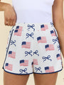 On The Move Flag and Bows Printed Running Shorts