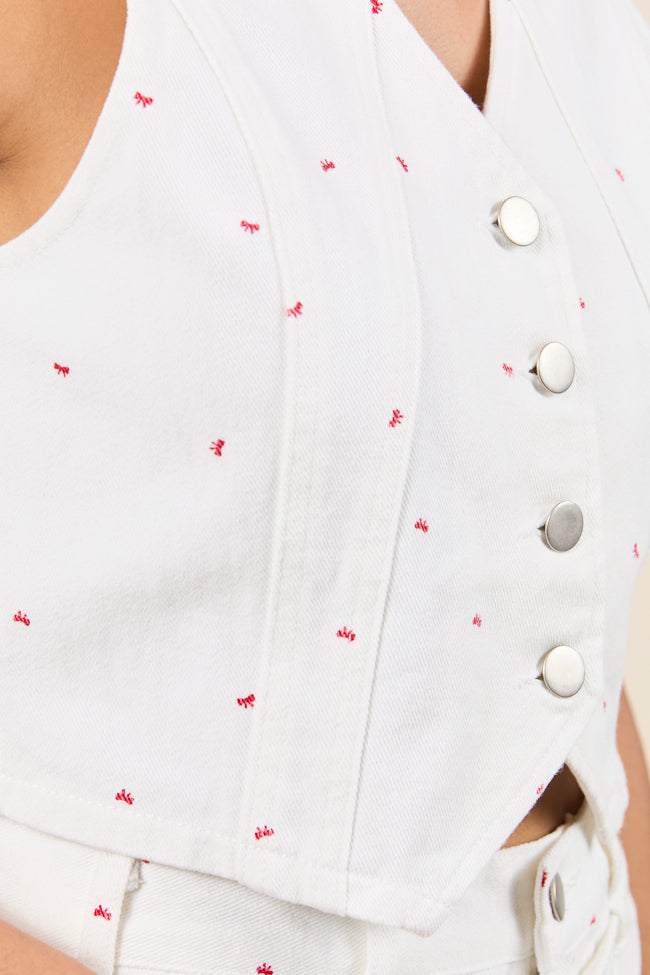 Eileen Bow Printed Denim Vest