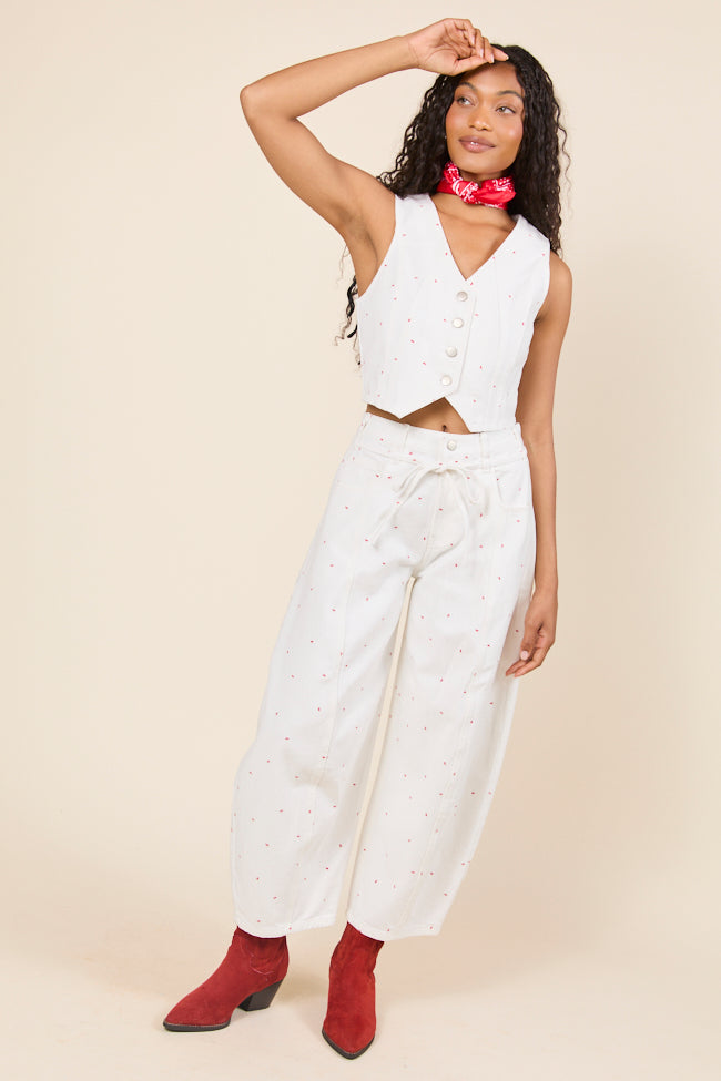 Eileen Bow Printed Denim Vest