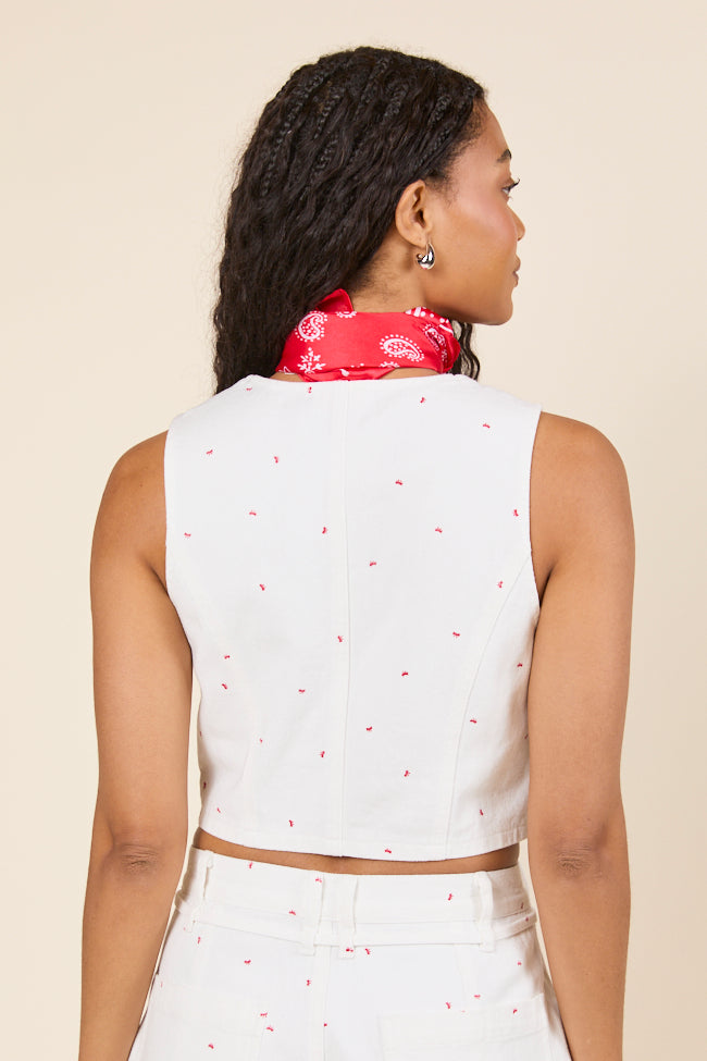 Eileen Bow Printed Denim Vest