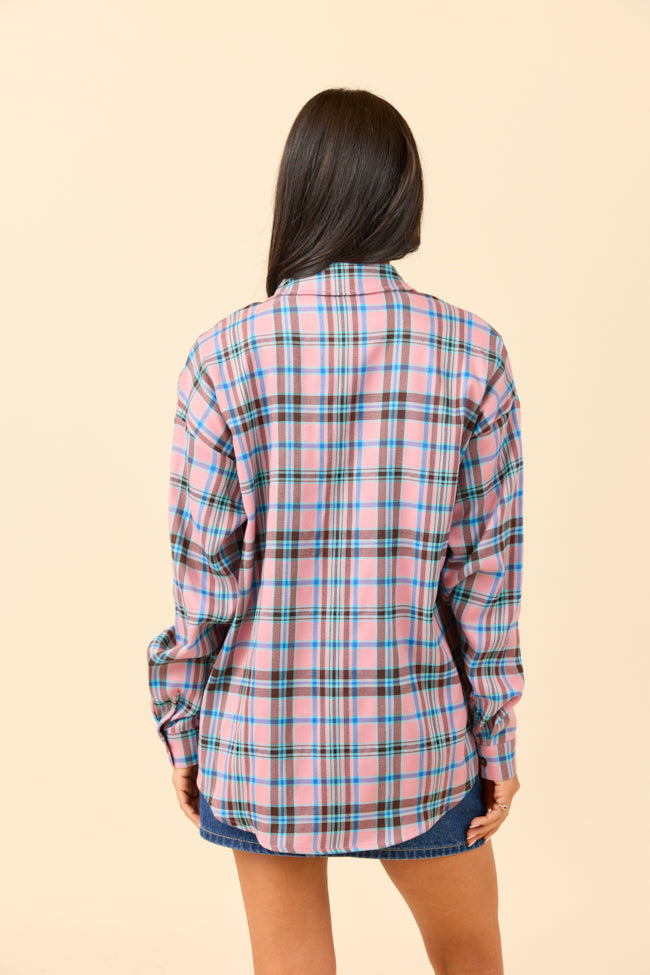 Rory Pink and Blue Flannel Button Down Top DOORBUSTER
