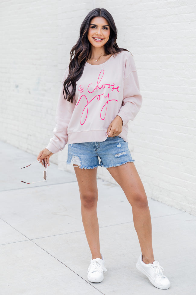 Choose Joy Pale Pink Graphic Sweatshirt