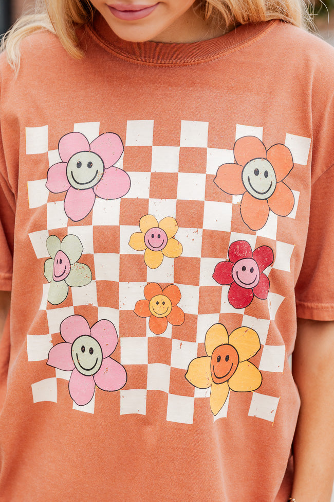 Daisy Checkered Fall Rust Comfort Color Graphic Tee