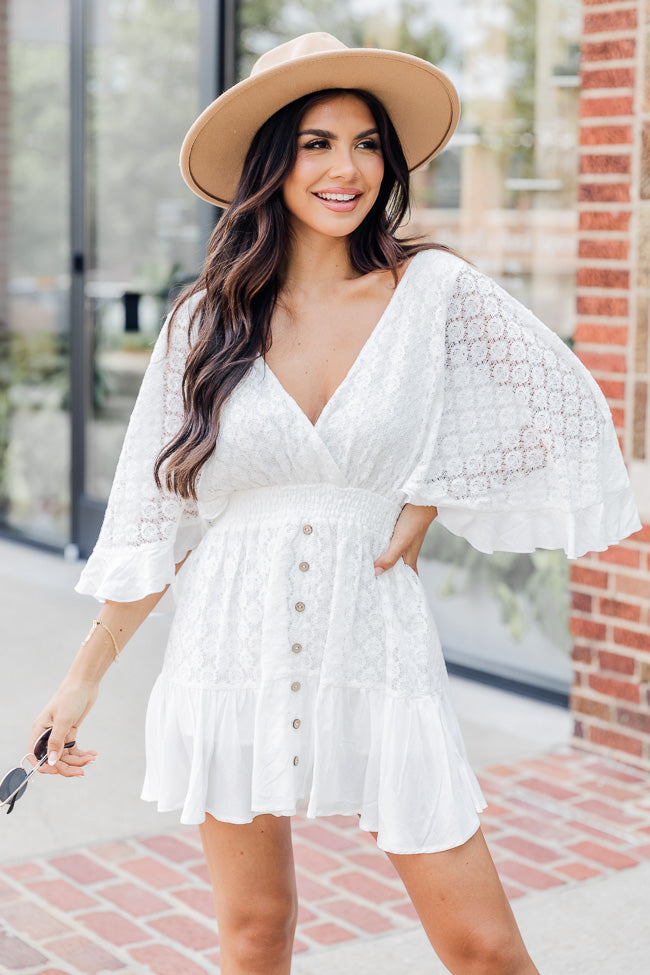 White lace cheap romper dress