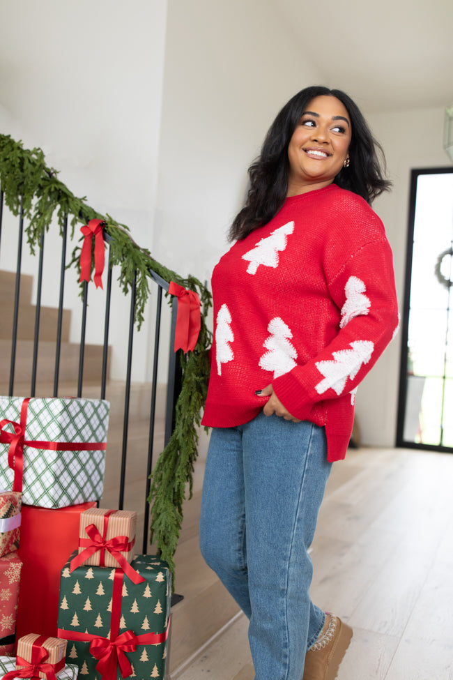 Under The Mistletoe Red Christmas Tree Sweater