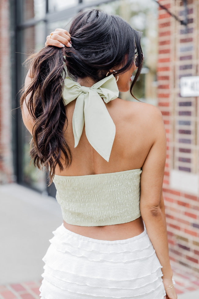 On My Level Green Halter Neck Cropped Tank FINAL SALE