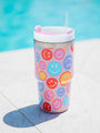 Sippin' Pretty Smiley Face 20 OZ Drink Tumbler With Lid And Straw