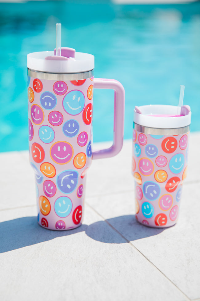 Sippin' Pretty Smiley Face 20 OZ Drink Tumbler With Lid And Straw