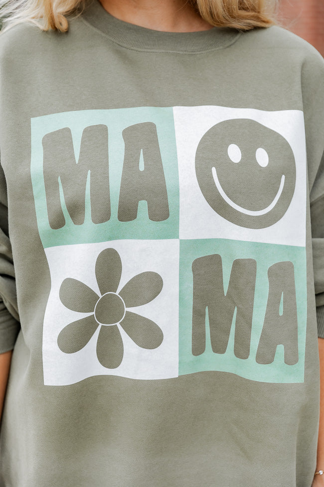 Mama Retro Olive Oversized Graphic Sweatshirt FINAL SALE Pink Lily