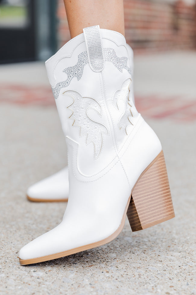 White rhinestone cheap cowboy boots